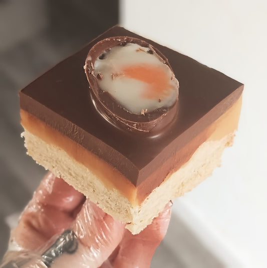 CREME EGG TOPPED MILLIONAIRE SHORTBREAD